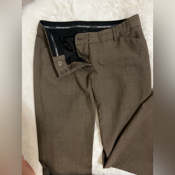 Express Editor dress pants size 2 straight leg Dark Tan khaki / brown beige - Picture 2 of 14
